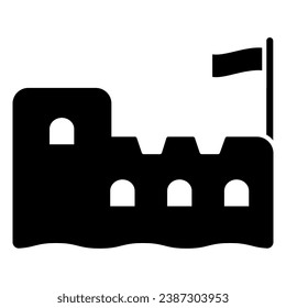 Snow fortress solid icon, World snow day concept, ice castle sign on white background, castle from snow icon in glyph style for mobile concept and web design. Vector graphics