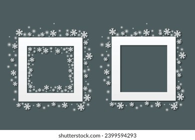 marco de nieve o de navidad, invierno en vector