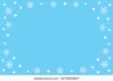 Ilustração da moldura da neve (fundo azul claro)