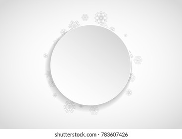 Snow frame on white paper background. Horizontal Christmas and Happy New Year theme. Silver snow frame for banner, gift card, party invitation, partner compliment and special business offers
