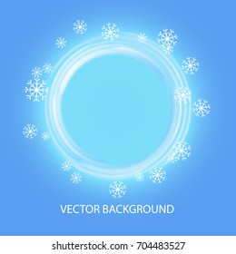 snow frame. snowflakes on a blue background.