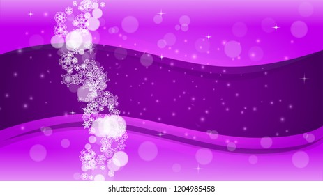 Snow frame with ultra violet snowflakes. New Year backdrop. Winter border for flyer, gift card, invitation, business offer and ad. Christmas trendy background. Holiday snowy banner with snow frame