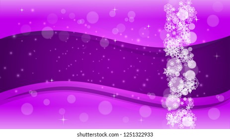 Snow frame with ultraviolet snowflakes. New Year backdrop. Winter border for flyer, gift card, invitation, business offer and ad. Christmas trendy background. Holiday snowy banner with snow frame