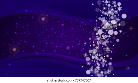 Snow frame with ultraviolet snowflakes. New Year backdrop. Winter border for flyer, gift card, party invite, retail offer and ad. Christmas trendy background. Holiday snowy banner with snow frame