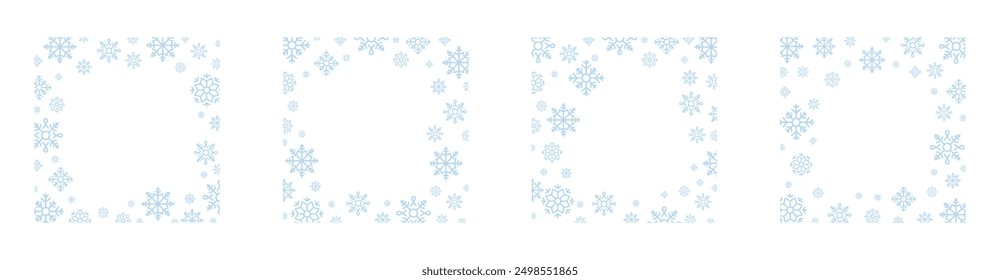 Snow frames illustration. Snow frost Effect. Snowflake borders. Snow blizzard