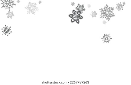 Snow frost effect on grey background. Vector Illustration. Abstract bright white shimmer lights and snowflakes. Glowing blizzard. Scatter falling round particles.