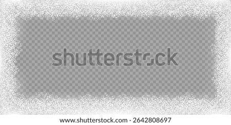Snow frozen frame effect on window transparent vector background