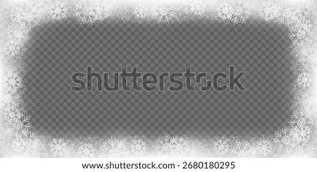 Snow frozen frame effect on window transparent vector background