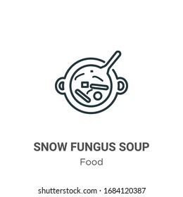 Snow fungus soup outline vector icon. Thin line black snow fungus soup icon, flat vector simple element illustration from editable food concept isolated stroke on white background