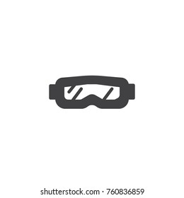 Snow glasses icon vector, filled flat sign, solid pictogram isolated on white. Protective goggles symbol, logo illustration.