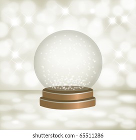 snow globe against sparkle background, vector illustration, eps 10