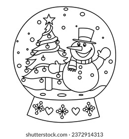 Snow globe ball christmas winter with snowman cartoon