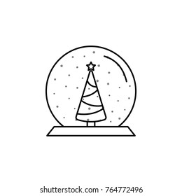 snow globe ball new year chrismas line icon on white background