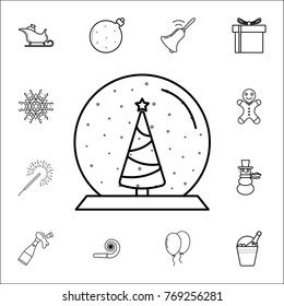 snow globe ball new year chrismas line icon. Set of Christmas and New Year icons. Signs, outline symbols collection, simple thin line icons for websites, web design, mobile app on white background