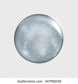 Snow globe. Big white transparent glass sphere with glares and highlights. Vector illustration contains gradients and effects. Winter christmas background for your design and business.