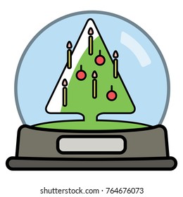 Snow globe with Christams Tree. Vector illustration