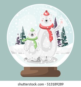 snow globe with Christmas bears