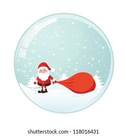 Snow globe with christmas character. Vector