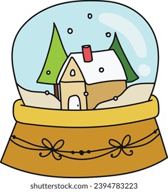 Snow Globe. Christmas elements. Colourful illustration in flat vector cartoon style.