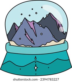 Snow Globe. Christmas elements. Colourful illustration in flat vector cartoon style.