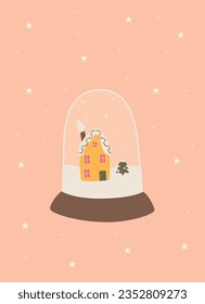 globo de nieve con casa de navidad dentro