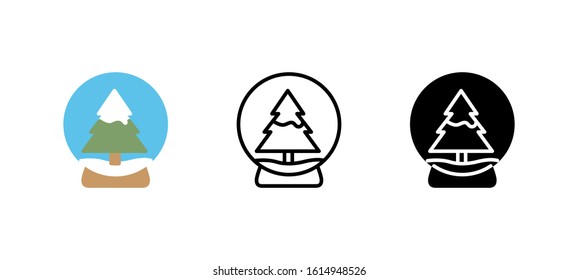 Snow Globe Christmas icon. Holidays flat, silhouette, line vector illustration on white background