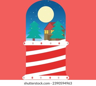 Ilustración navideña del globo de nieve Vector 