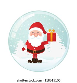 Snow globe with christmas Santa Claus. Vector