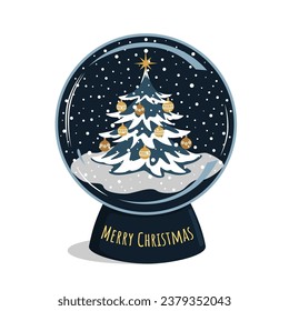 Snow globe with Christmas tree.