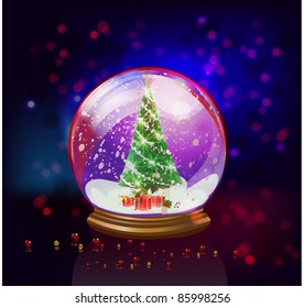 snow globe with a Christmas tree inside