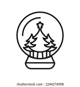Snow globe with Christmas tree outline icon