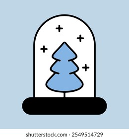 Globo de nieve con el icono del Vector del árbol de Navidad. Signo de invierno. Símbolo de gráfico para el Sitio web del acontecimiento y de la fiesta y diseño de los App, logotipo, App, UI