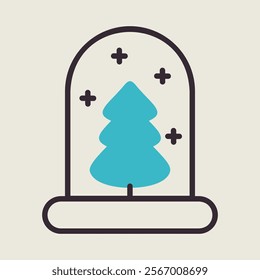 Snow globe with Christmas tree vector icon. Winter sign. Graph symbol for event and holiday web site and apps design, logo, app, UI