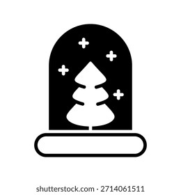 Globo de nieve con el icono sólido del Vector del árbol de navidad. Signo de invierno. Símbolo de gráfico para el Sitio web del acontecimiento y de la fiesta y diseño de los App, logotipo, App, UI