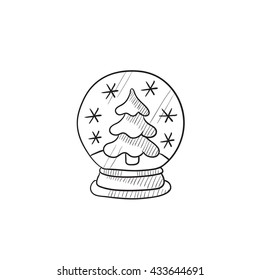 Snow globe with christmas tree vector sketch icon isolated on background. Hand drawn Snow globe with christmas tree icon. Snow globe with christmas tree sketch icon for infographic, website or app.