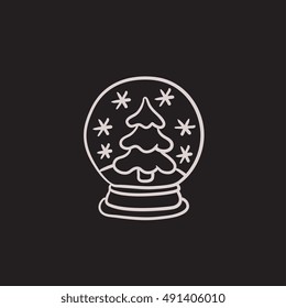 Snow globe with christmas tree vector sketch icon isolated on background. Hand drawn Snow globe with christmas tree icon. Snow globe with christmas tree sketch icon for infographic, website or app.
