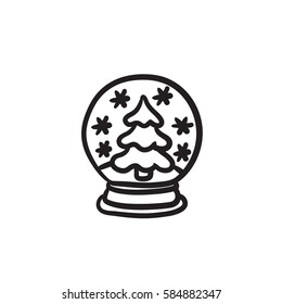 Snow globe with christmas tree vector sketch icon isolated on background. Hand drawn Snow globe with christmas tree icon. Snow globe with christmas tree sketch icon for infographic, website or app.