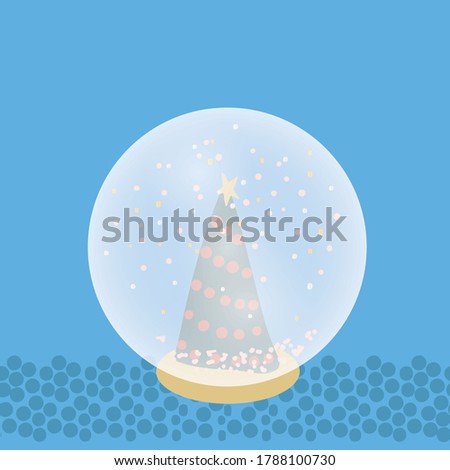Snow globe with christmas tree vector illustration. Seasonal winter gift toy.