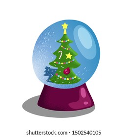 Snow Globe Christmas Tree Winter Holiday Stock Vector (Royalty Free ...