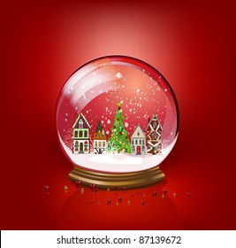 Snow globe with Christmas village in it