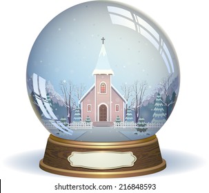 Snow globe with a church