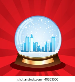 snow globe with city