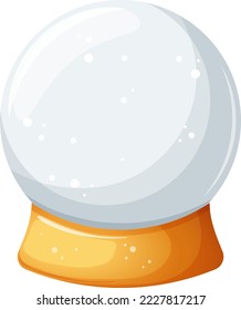 Snow globe, clear glass flask with golden stand cartoon on transparent background