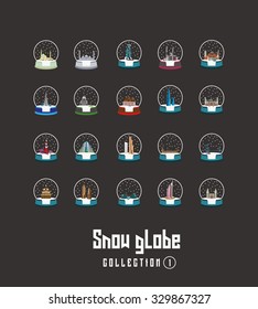 Snow Globe Collection With Buildings