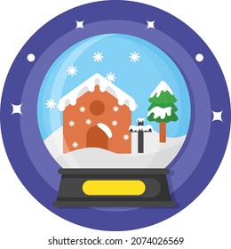 Concepto de Globe de nieve, diseño de icono de color del vector de bola de cristal, símbolo de navidad de mora sobre fondo blanco, signo de celebración de Año Nuevo, vacaciones de invierno ilustración de material