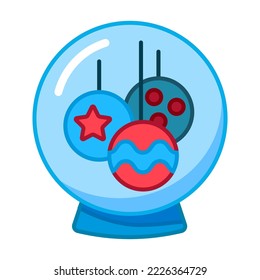 A snow globe. Cute flat vector illustration. Balls for the Christmas tree. New Year. Decoration, design for postcards, invitations, websites. Icon, Logo