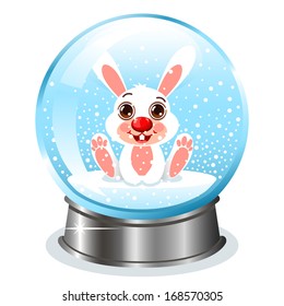 Snow globe with a cute rabbit