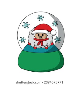 Schneeglobe mit süßem Weihnachtsgeschenk in Farbe