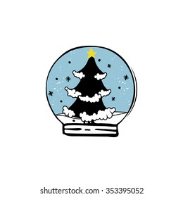 Snow globe. Design for greeting card, flyer, banner, poster. Vector lettering collection.