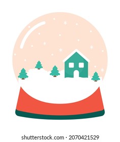 diseño de globo de nieve sobre blanco